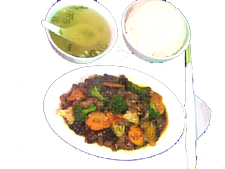 Stir-fry beef &fungus & Vegetables & Rice
