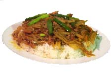 Stir-fry potato &Pork mince & Hot chili on rice